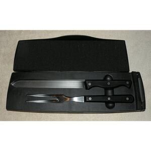 Pampered Chef Knife Fork Set With Case Built-In Sharpener